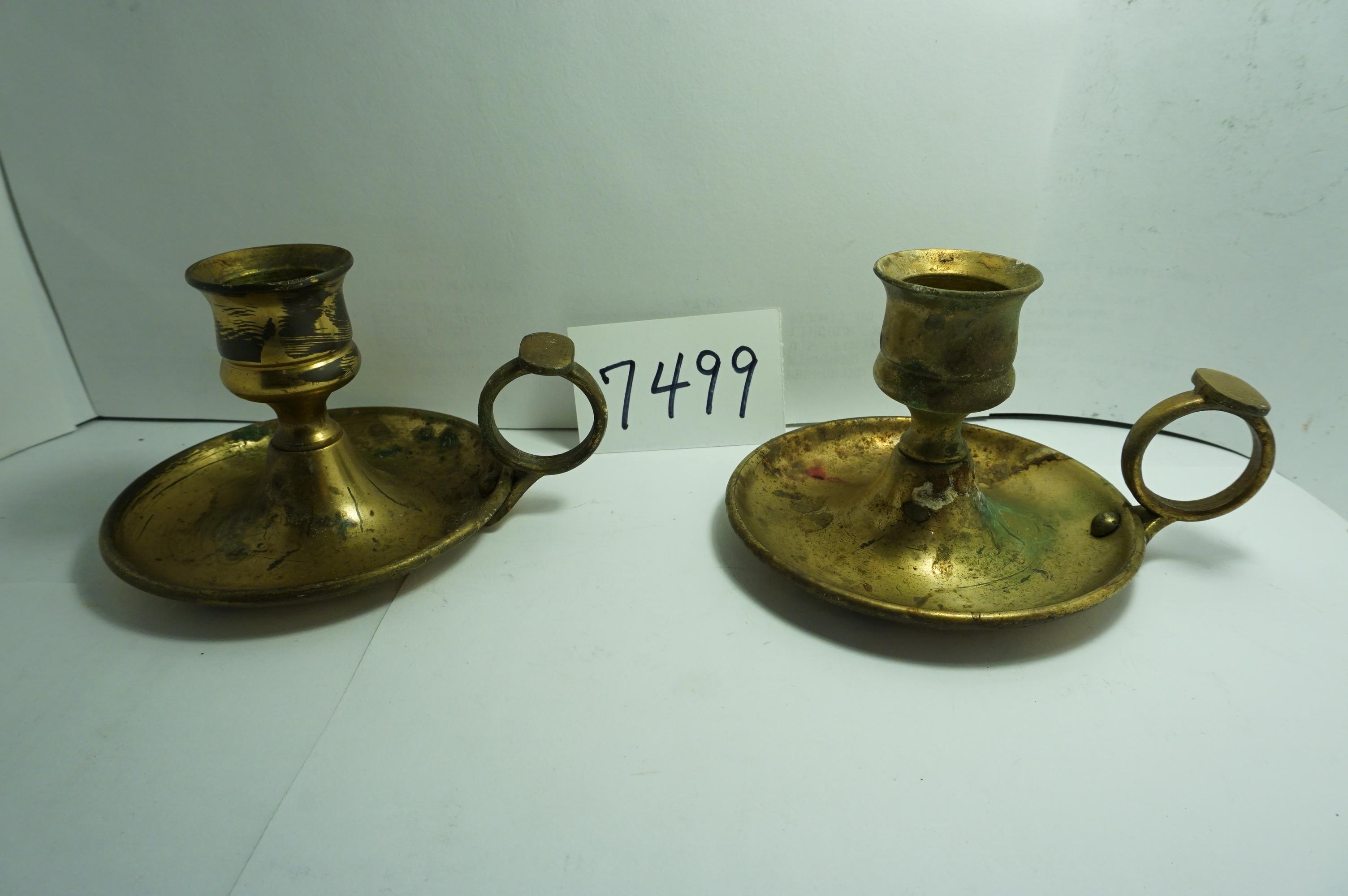 Barn Find, Dirty: Made in England, Bates Brass of Birmingham Candle Holder, Pair, 2.75"H, Both One $