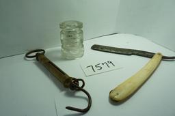 Estate Barn Find: All Three for One Money, OLD straight edge razor with some rust (handle seems to