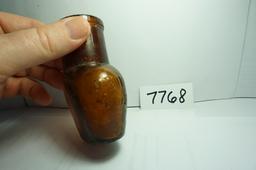 OLD 3.88"H OXO 4oz wide mouth amber bottle, Estate Find, needs cleaning