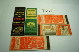 Five (5) X The Money: 1930's Matchbook Covers, Tractors and Equipment, International, Farmall