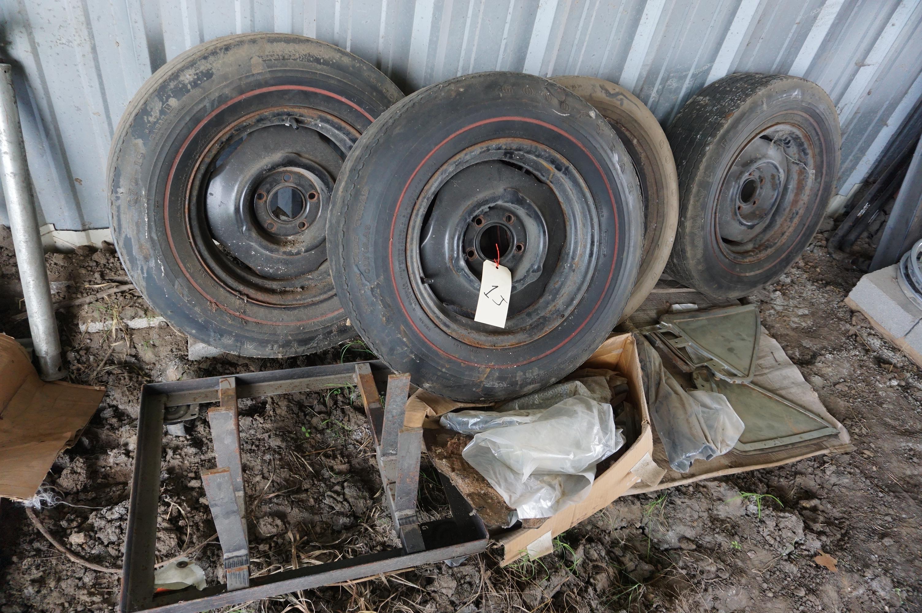 Redline Tires and MOPAR Rims, Vintage, Late 1960's.