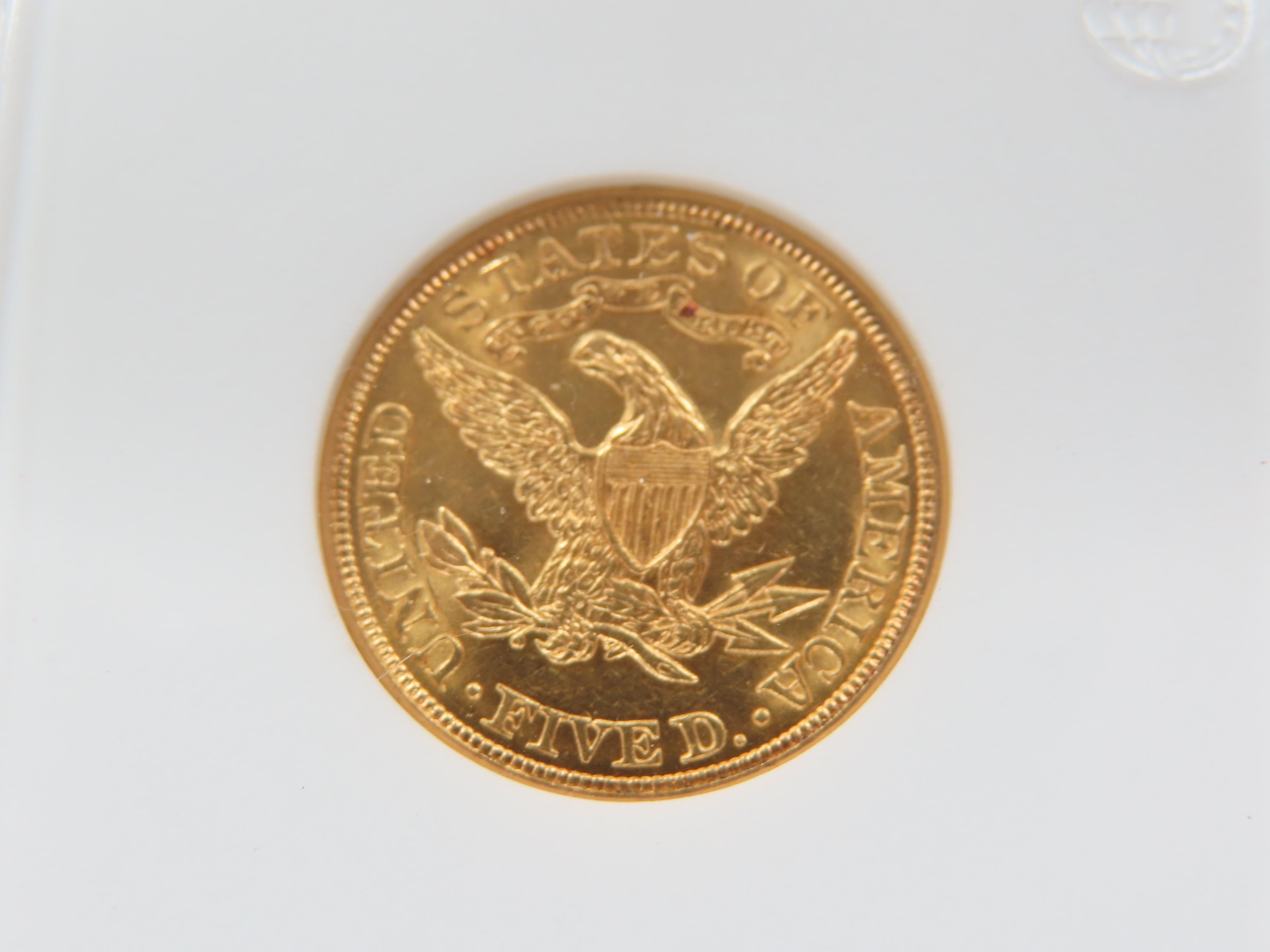 1907 $5 Gold Liberty, CCGS Graded MS65, actual Gold Weight = .2419 OUNCE