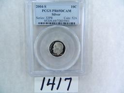 2004-S SILVER Roosevelt Dime, PCGS Graded PR69DCAM