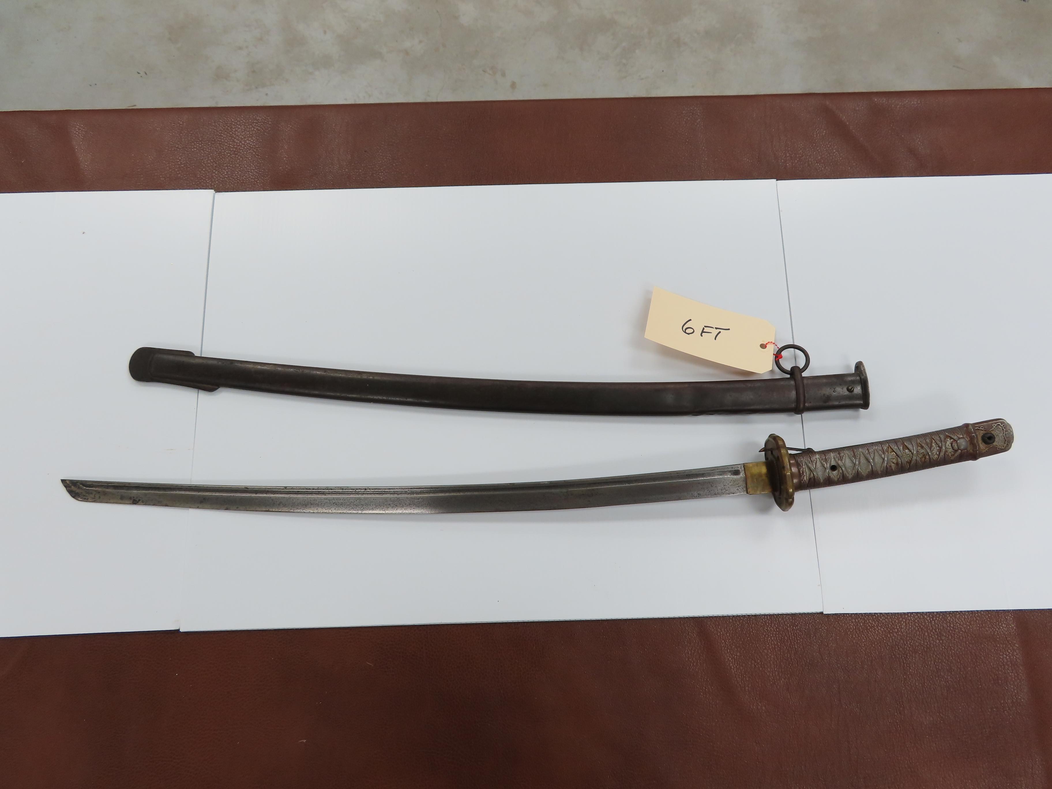 Frydek Texas Estate Find: WWII Japanese NCA Sword, Matching #s, Cast Aluminum Hilt, 27"