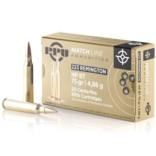 Twenty (20) Rounds:Prvi Partizan Match 223 Remington Ammo 75 Grain Hollow Point Boat Tail