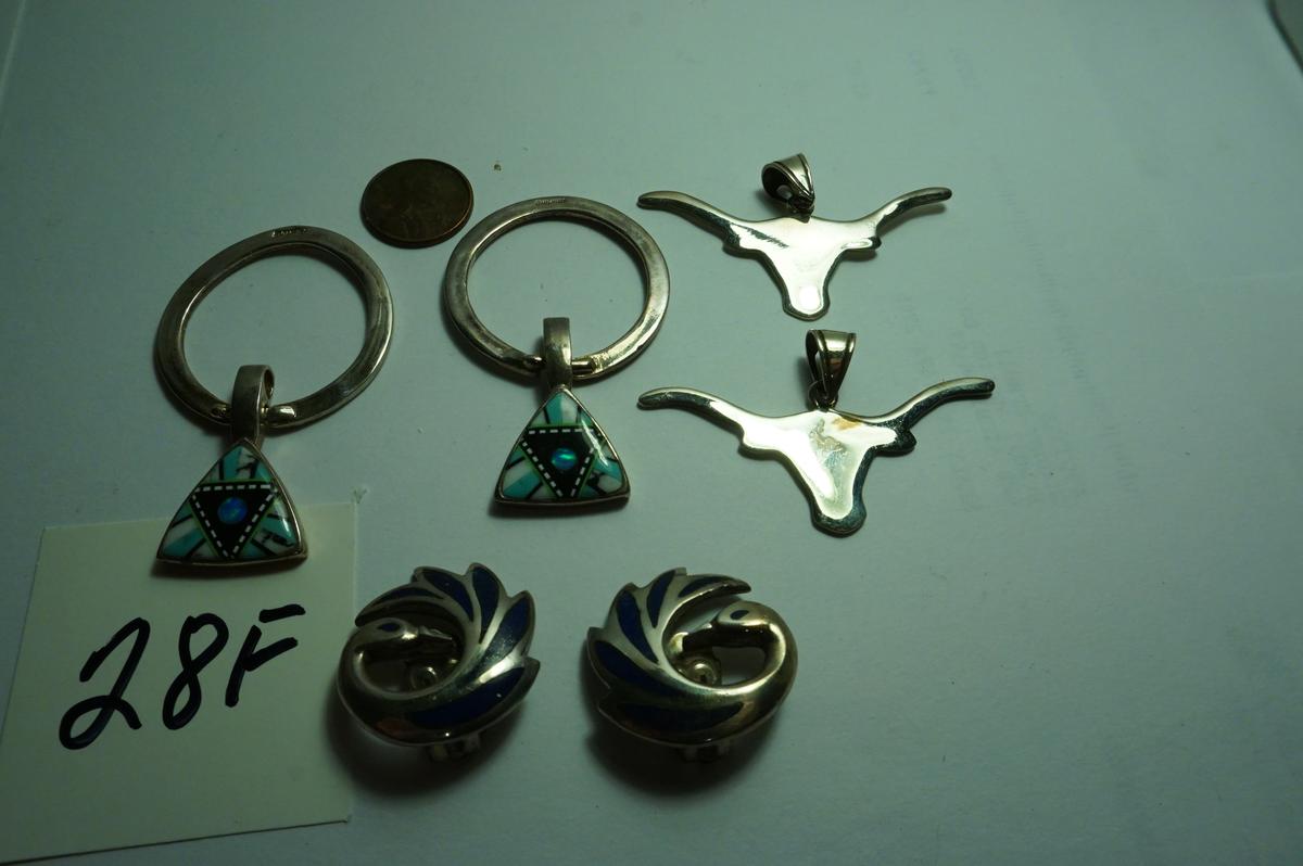 All One Money, Estate Find: (2) Longhorn Pendants, (2) possibly Native American pendants and a pair