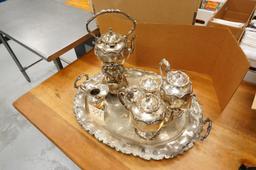 seven piece Sterling Silver Coffee/Tea Service marked .925 Sterling Mexico, 19.48 lbs (233.76 oz)