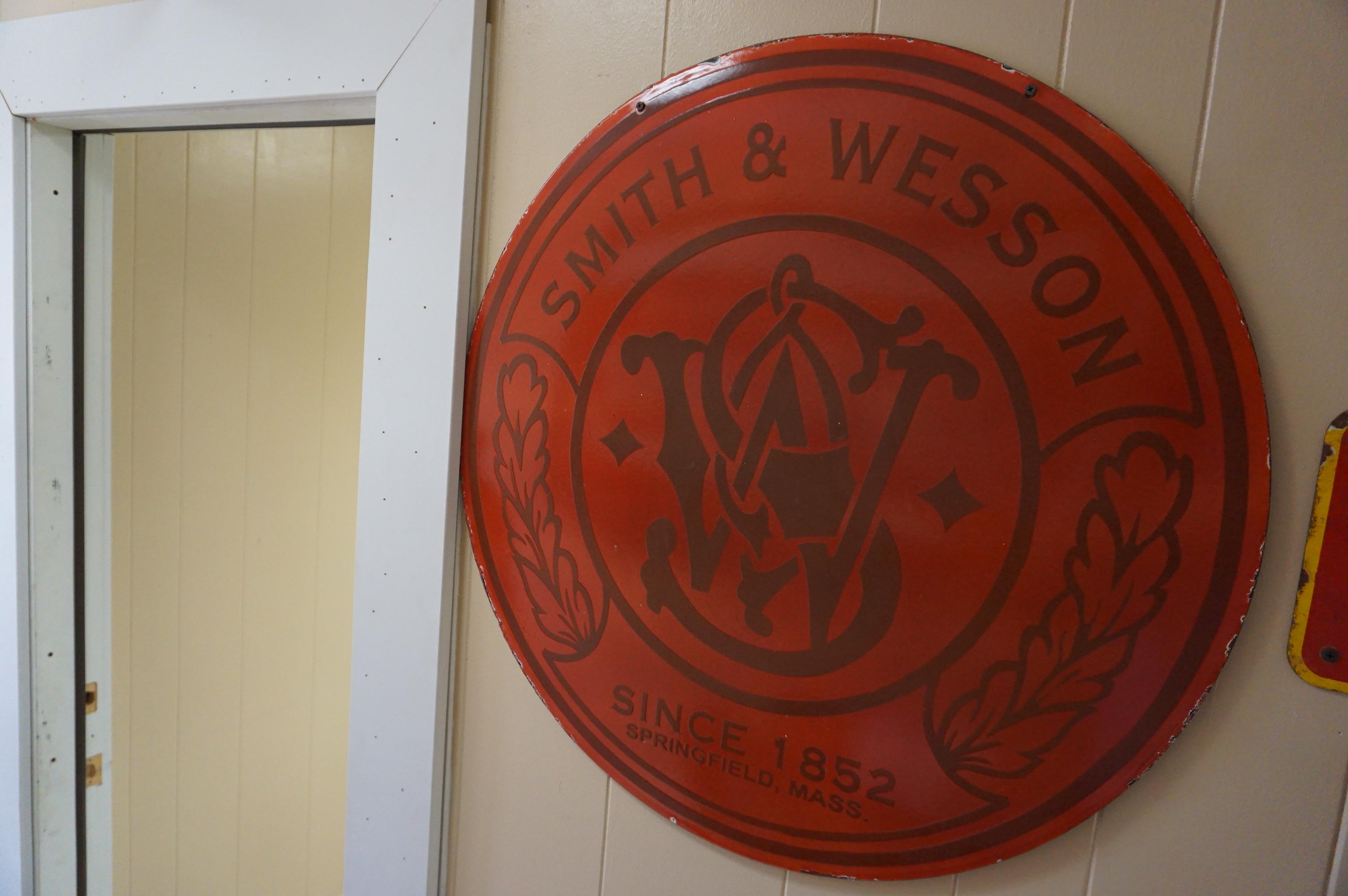 30" DOUBLE SIDED Smith & Wesson Porcelain on Steel Sign, $60 Shipping to Lower 48 States.
