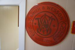 30" DOUBLE SIDED Smith & Wesson Porcelain on Steel Sign, $60 Shipping to Lower 48 States.