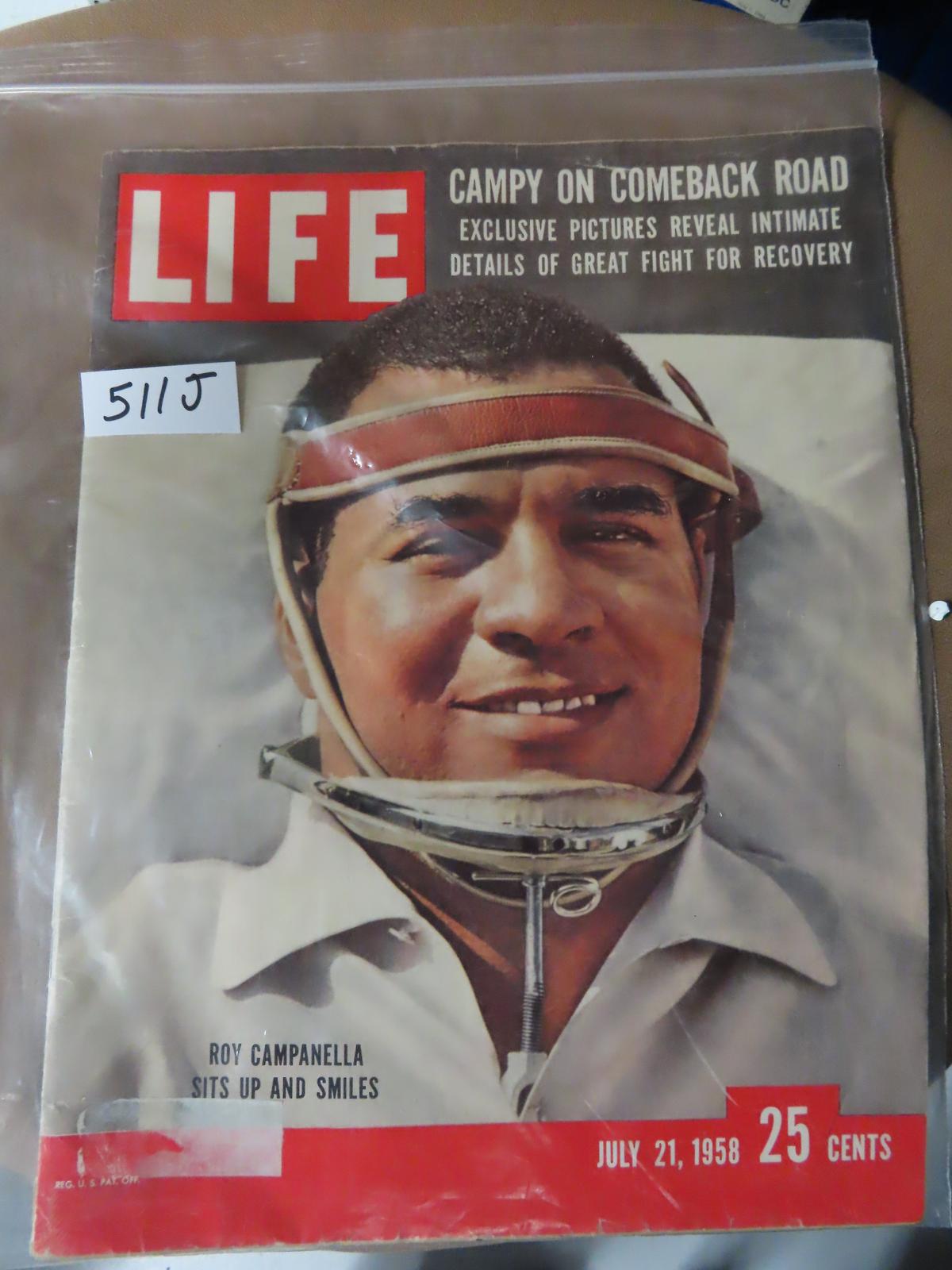 July 21st 1958 Life magazine with Roy Campanella on cover.