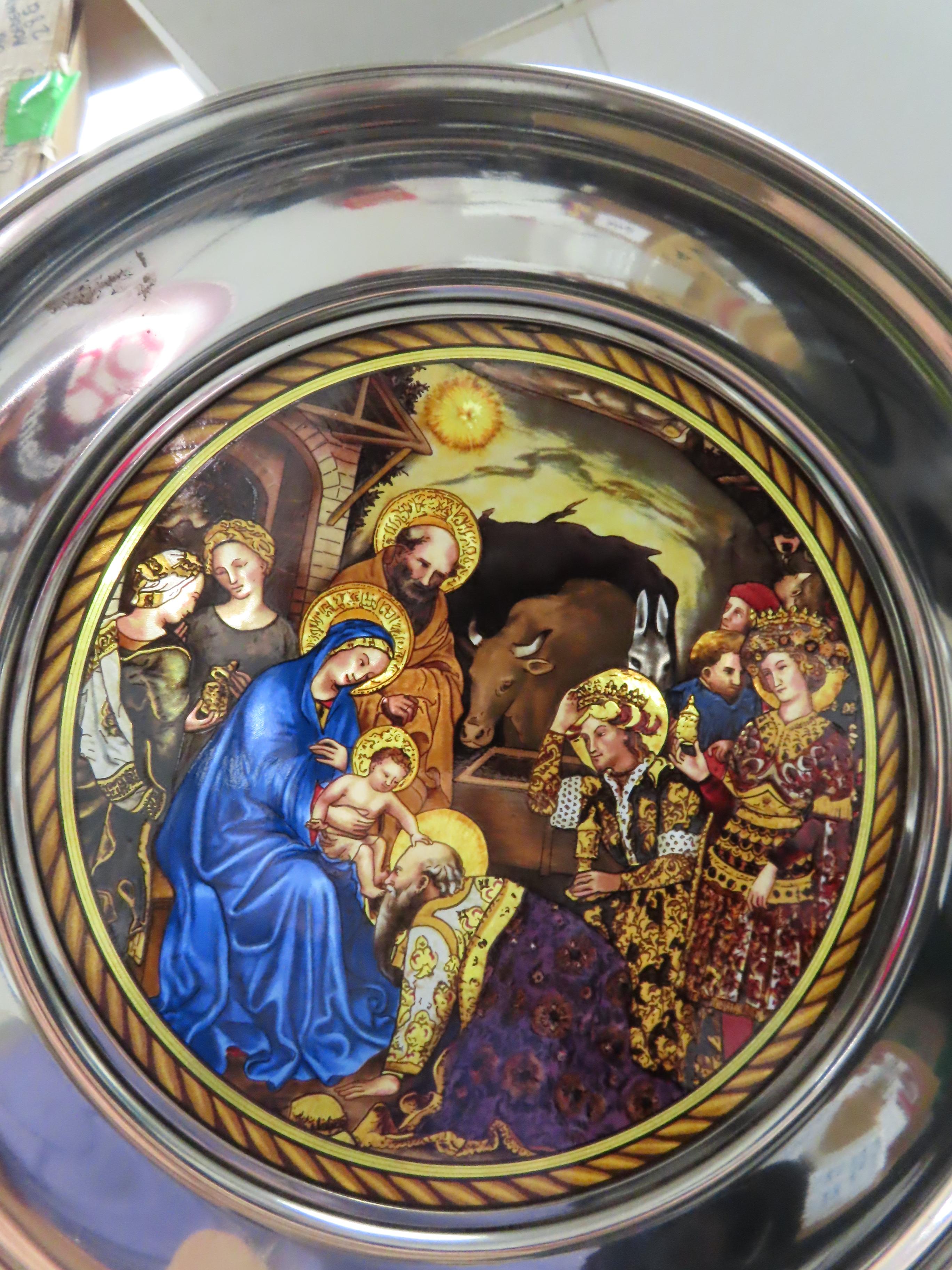 2005 Pewter and Stained Glass 10" plate: The Epiphany #2893. U.S. Historical Society. high quality.