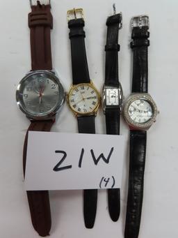 Four (4) Designer Watches, Estate Find, Untested. All One Money incl. Fossil, Citizen, DMQ, Element.