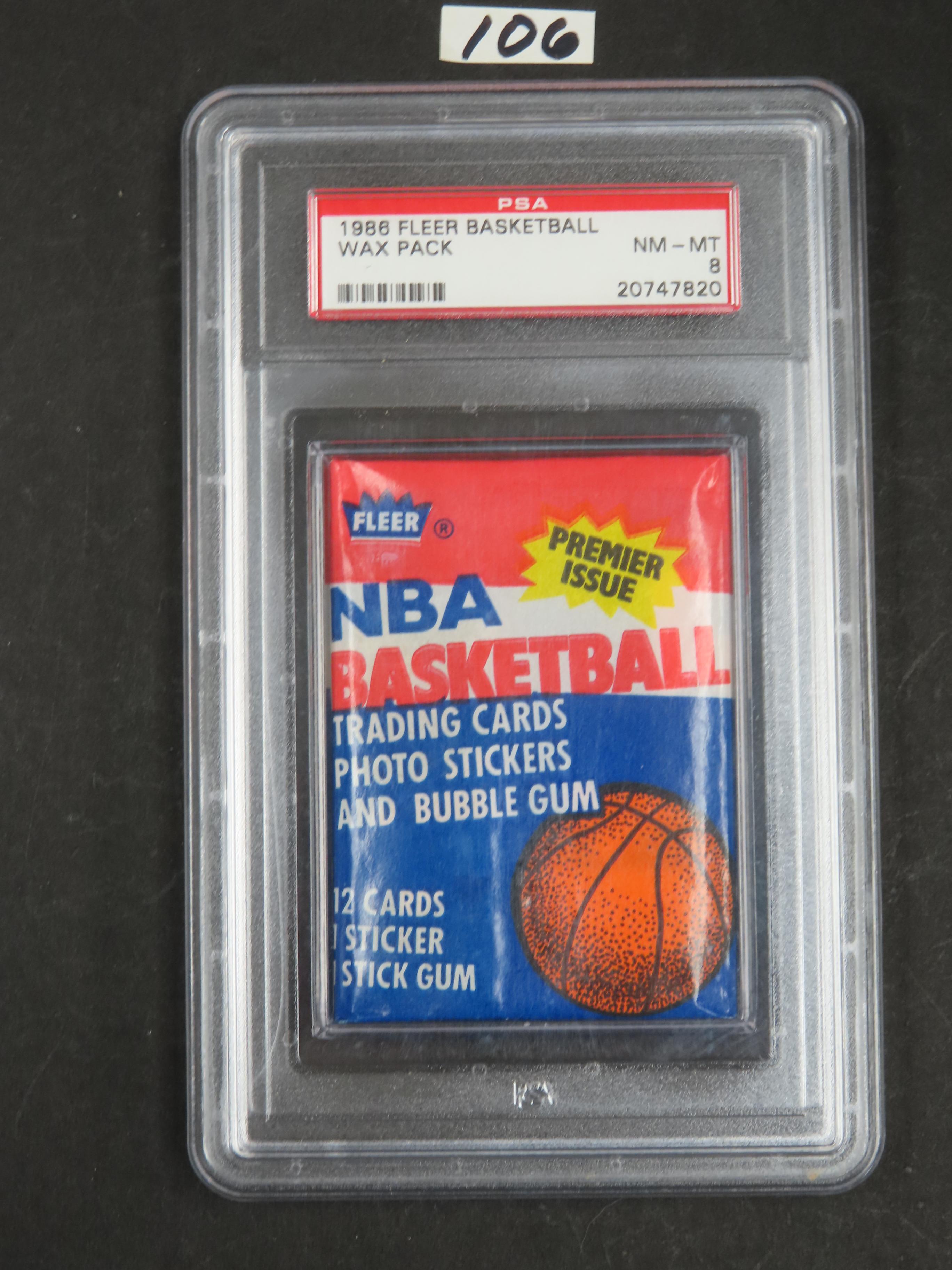 1986 Fleer Basketball Wax Pack, PSA Graded 8.