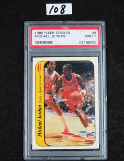 1986 Fleer Sticker Michael Jordan #8 PSA 9 MINT, Joe Colwin Collection #110