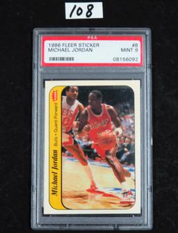 1986 Fleer Sticker Michael Jordan #8 PSA 9 MINT, Joe Colwin Collection #110