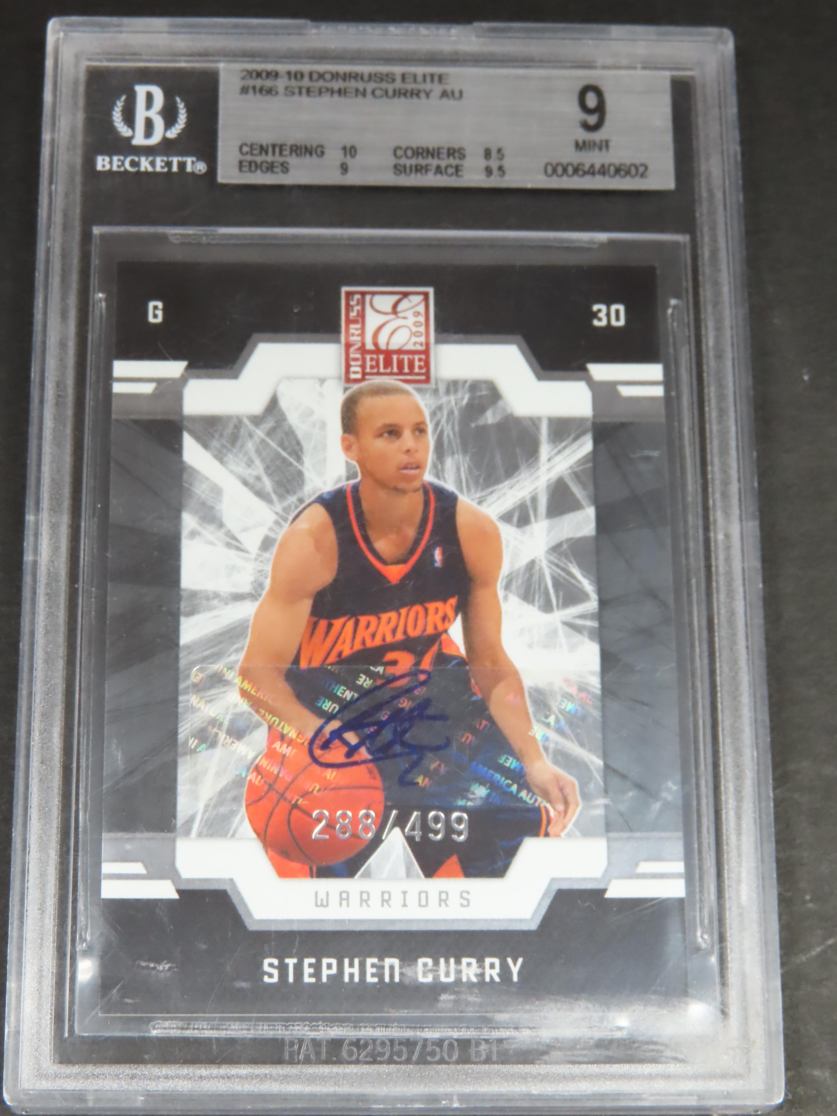 2009-10 Donruss Elite #166 Stephen Curry Rookie SIGNED!288/499. Beckett Graded 9.