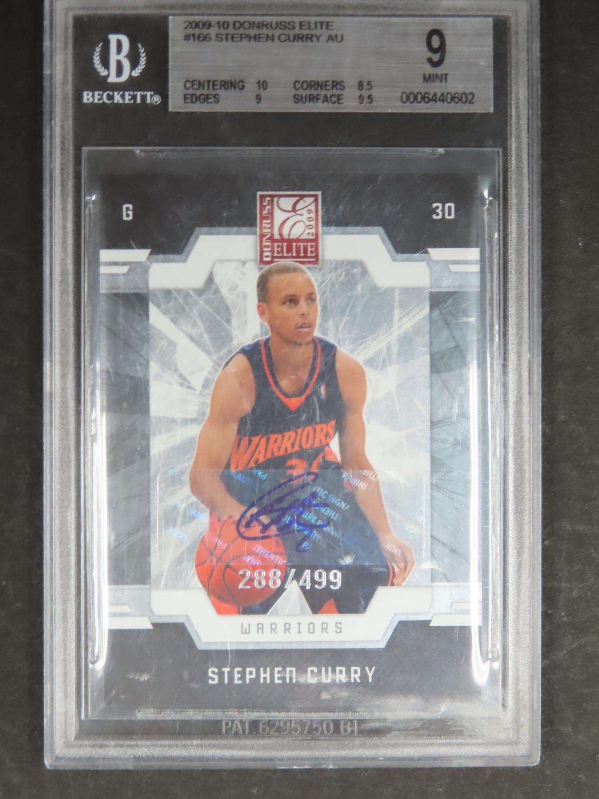 2009-10 Donruss Elite #166 Stephen Curry Rookie SIGNED!288/499. Beckett Graded 9.