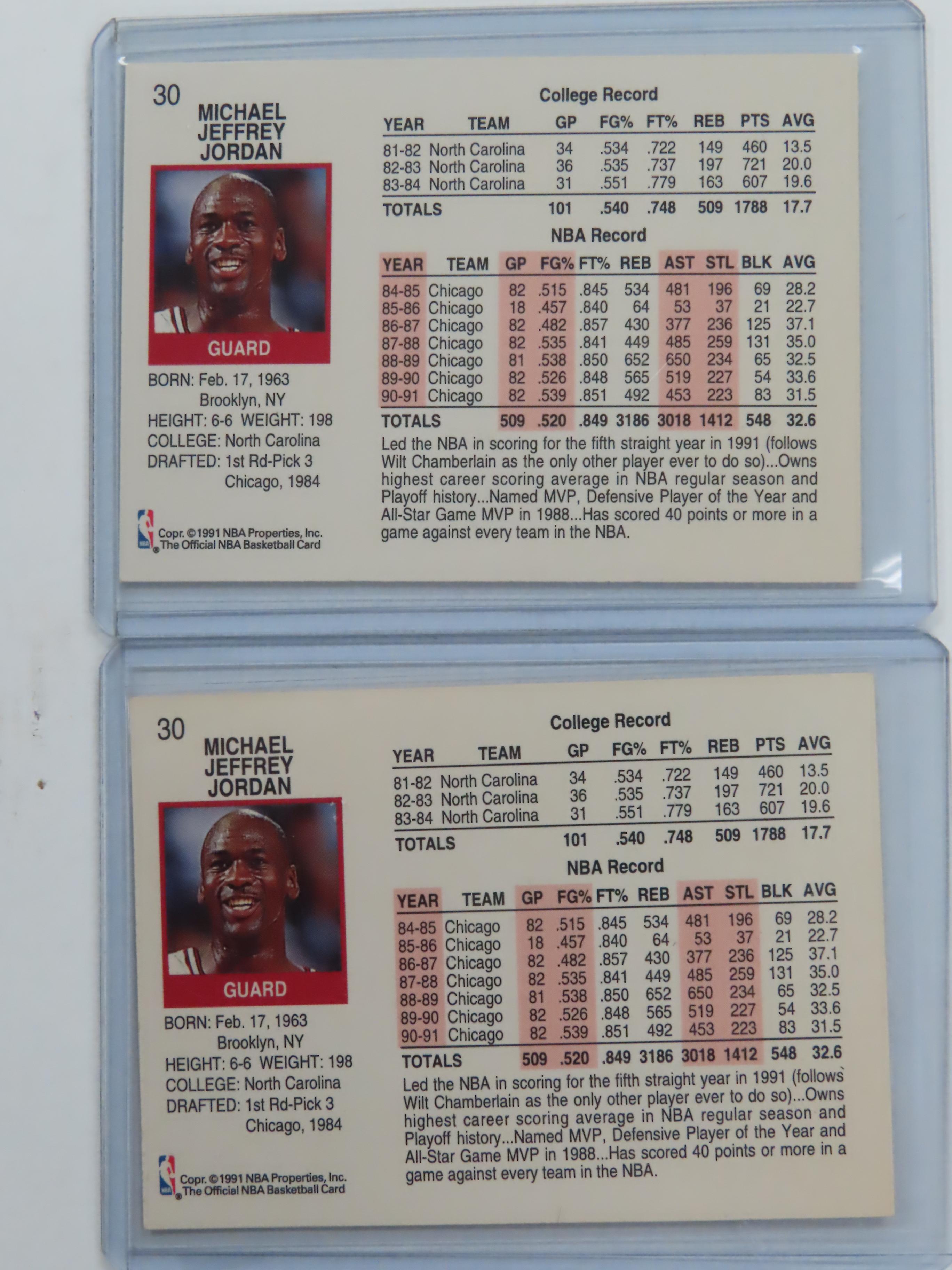 TWO (2) For One Money: Michael Jordan 1991-92 Hoops #30