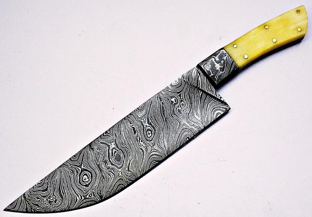 "HRADIL STEEL" Handmade Damascus Blade Chef's Knife with BONE Handle, 11.5" Hradil Steel Kitchen