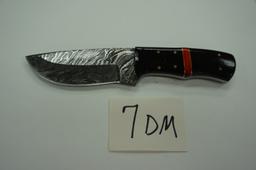 "HRADIL STEEL" Handmade Damascus Blade Knife, 8" Hradil Steel. Red Stripe Handle