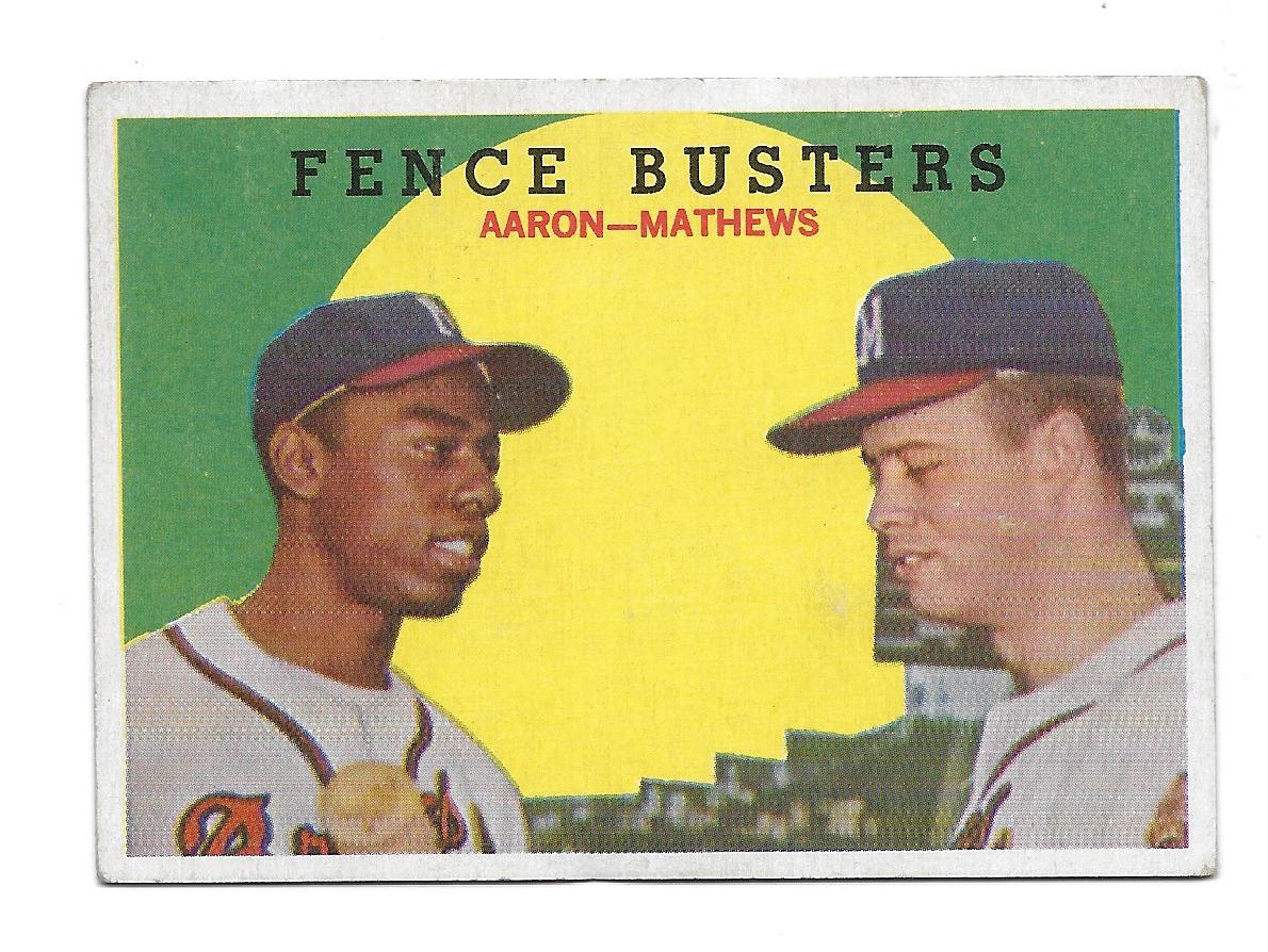 Vintage 1959 Topps Fence Busters Hank Aaron/Eddie Mathews Card #212