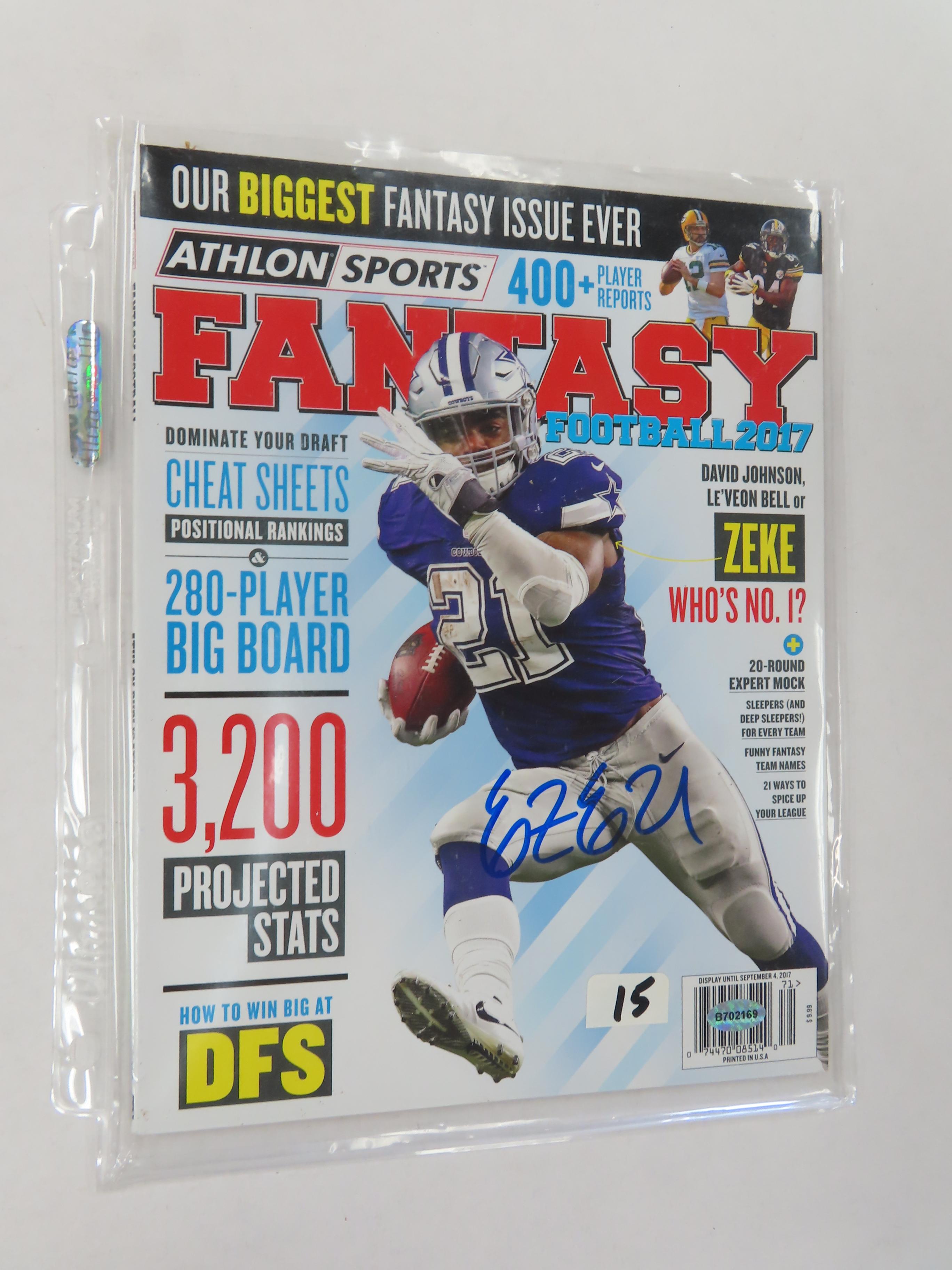 Ezekiel Elliot Signed 2017 Football magazine with unknown COA # B702169. HAC Does Not Guarantee