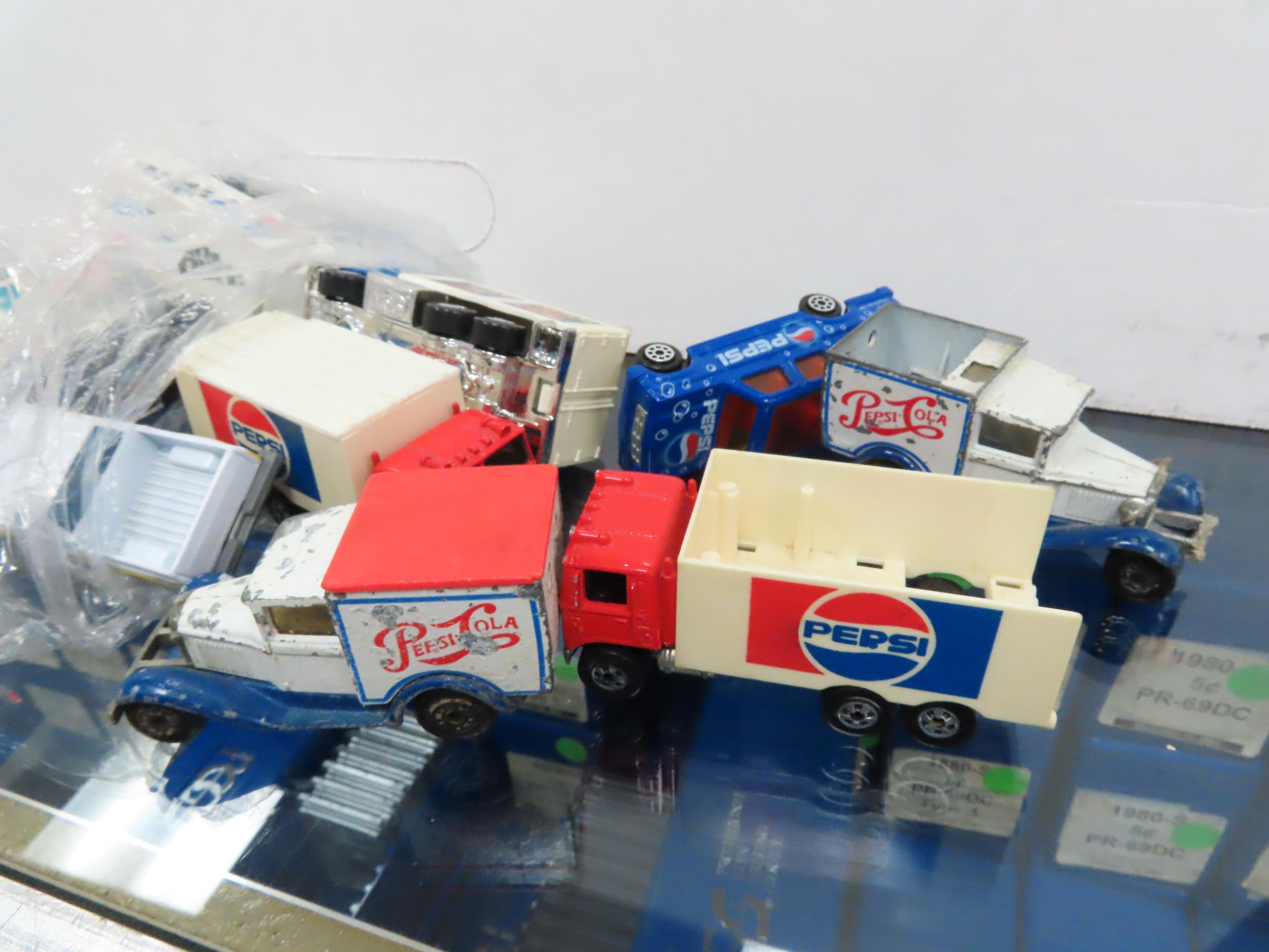 Nine (9) Pepsi Die Cast Vehicles (incl Hot Wheels and Matchbox) and ONE SPAM Truck (Hotwheels) All