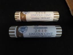 2010 P&D Shield One Cent Rolls, Both For One Money, UNC U.S. Mint Rolls!