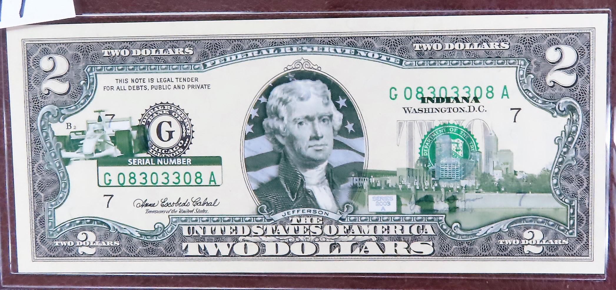 Indiana Enhanced 2003A $2 FRN in holder