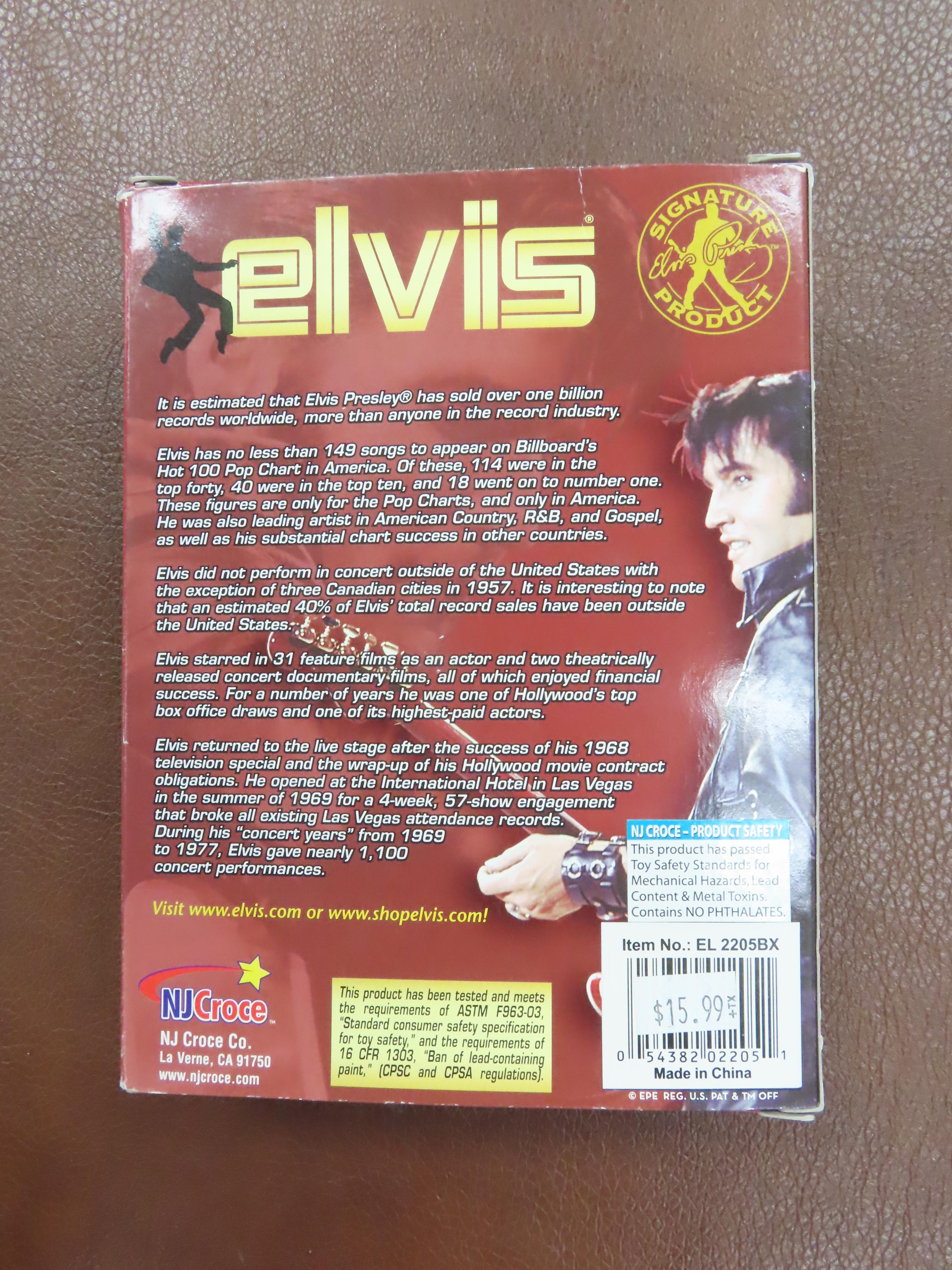 Vintage Elvis Bendable & Poseable Figure, package has a tear. 6"