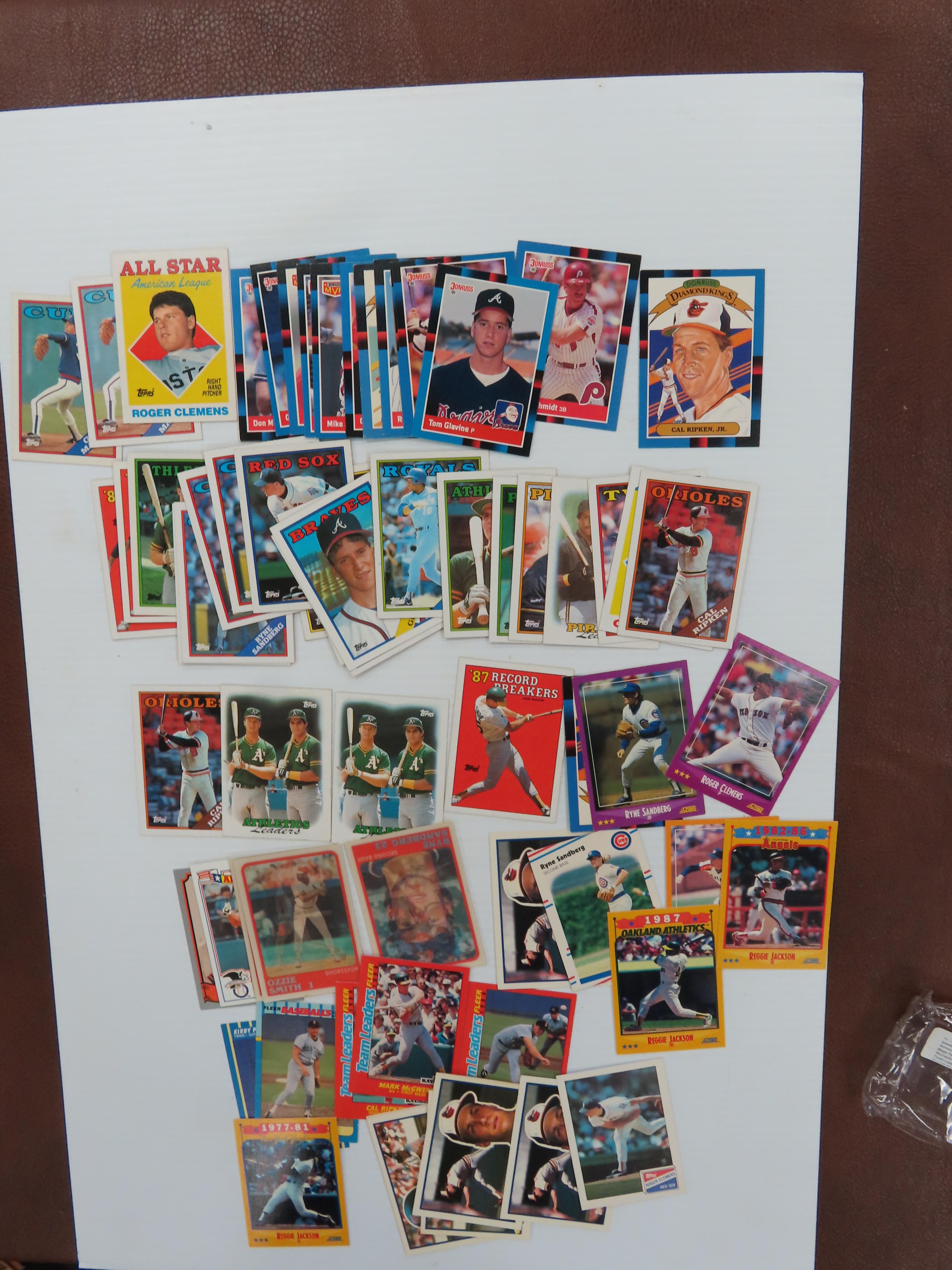 Seventy (70) 1988 Baseball Cards incl Tom Glavine, Ozzie Smith, Mike Schmidt, Cal Ripken Jr.