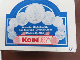 One Hundred (100) DIME Kointubes by Edgar Marcus, marion, ohio. made in USA. crystal clear.