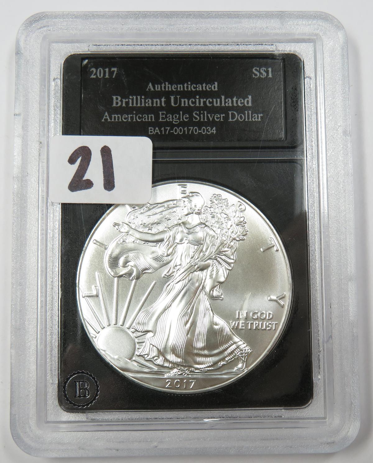 2017 U.S. Silver Eagle, BU, One Ounce .999 Fine Silver .