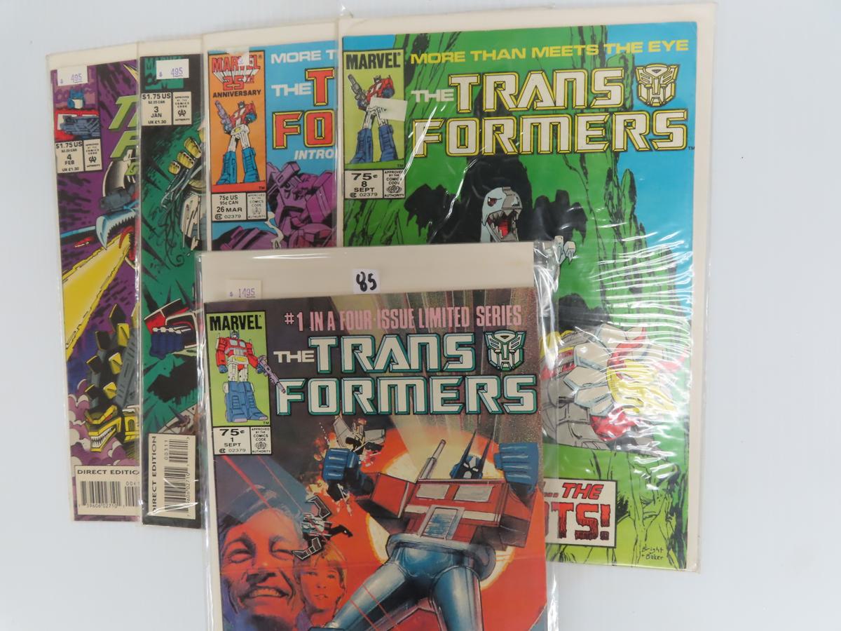 Five (5) Marvel Transformer Comics Incl. #1 Issue! (Marvel, Sept 1984), 1st appearance of optimus