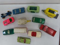 Twelve (12) Matchbox by Lesney, made in England Vehicles, 1960's. some have damage or loss