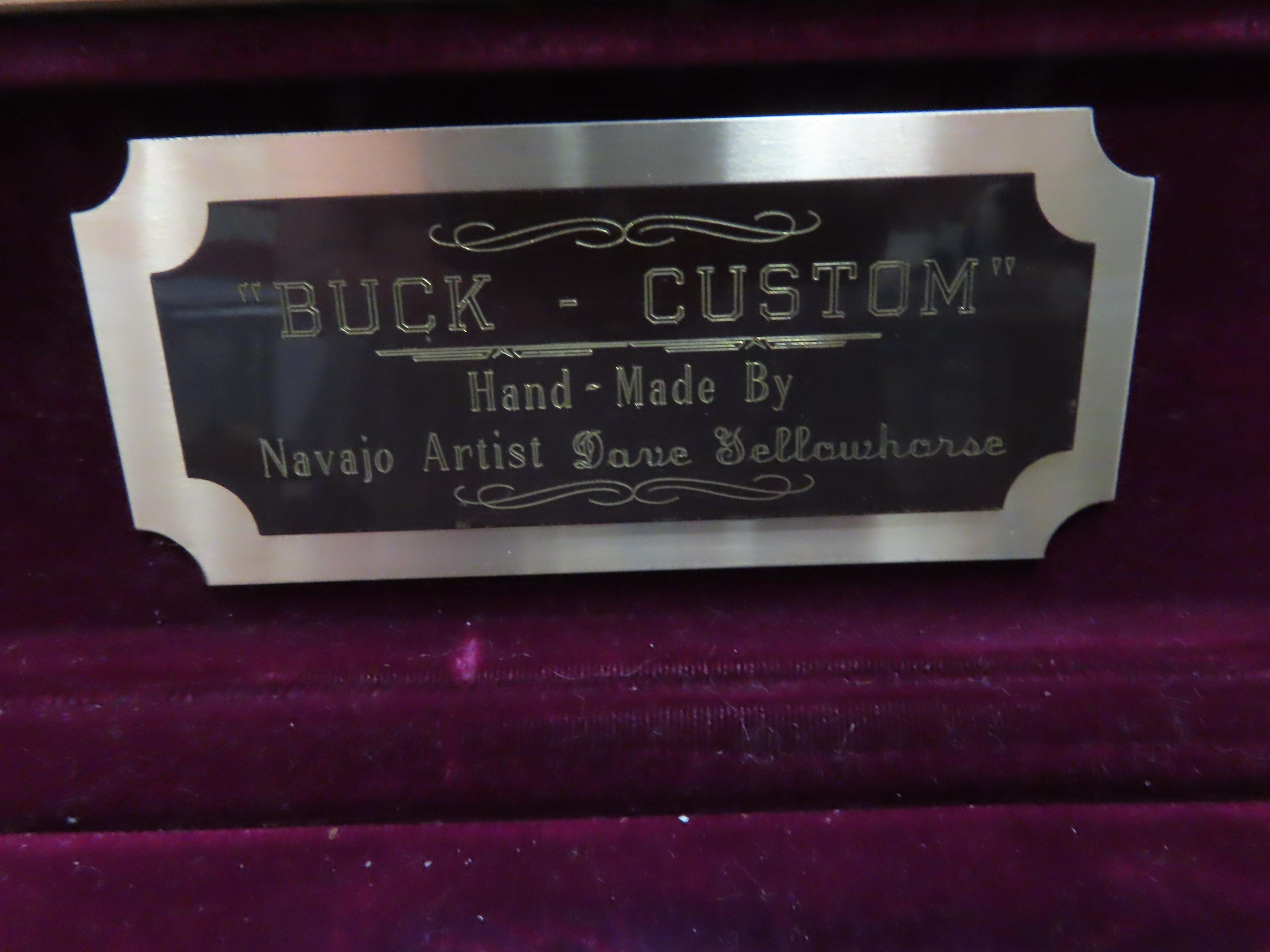 Vintage Buck - Custom, handmade by Navajo Dave Yelllowhorse, Buck 110, turquoise inlaid in