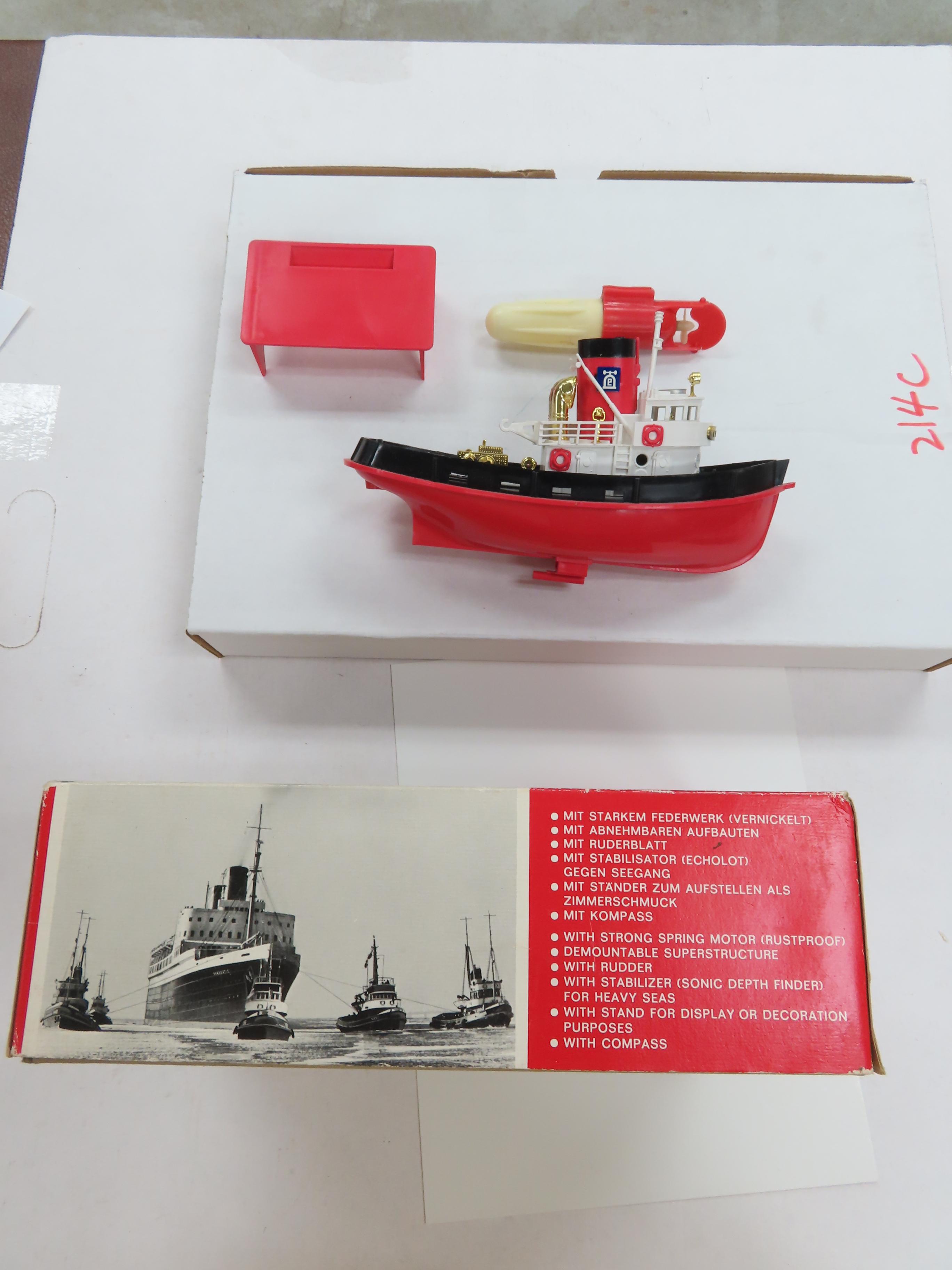 Vintage Lehmann E.P.L. 950 Ocean-Going Tug Boat Toy w Original Box West Germany