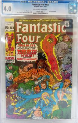 Bottom Part of Holder is CRACKED! July 1970 Fantastic Four #100, Stan Lee Story. CGC Graded 4