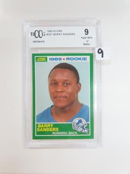 1989 Score # 257, Barry Sanders Rookie Card. BCCG Graded NINE