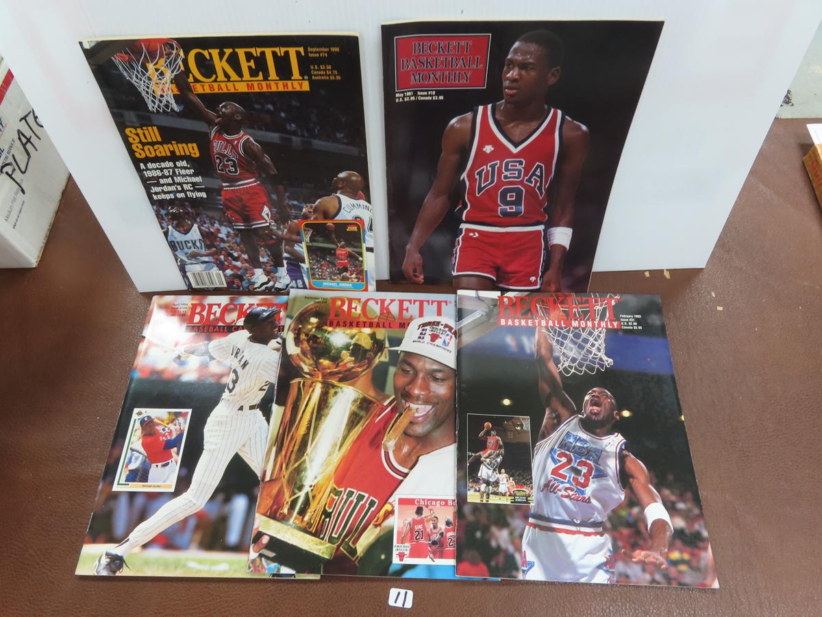 Five (5) 1990's Beckett Basketball Monthly with Michael Jordan Covers! All One Money!