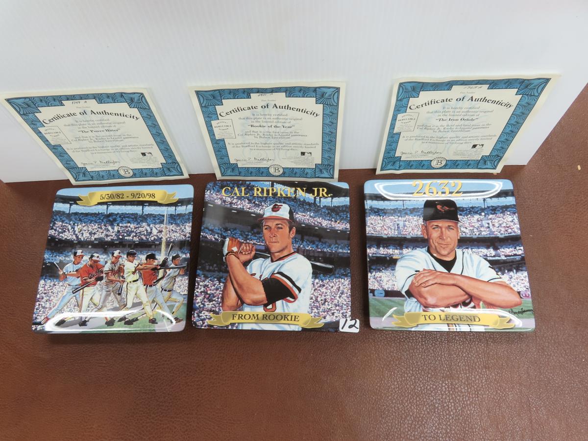 Three (3) Square Cal Ripken Jr. Plates, All One Money. 1999. 6.25"x6.25", $15.45 SHIPPING