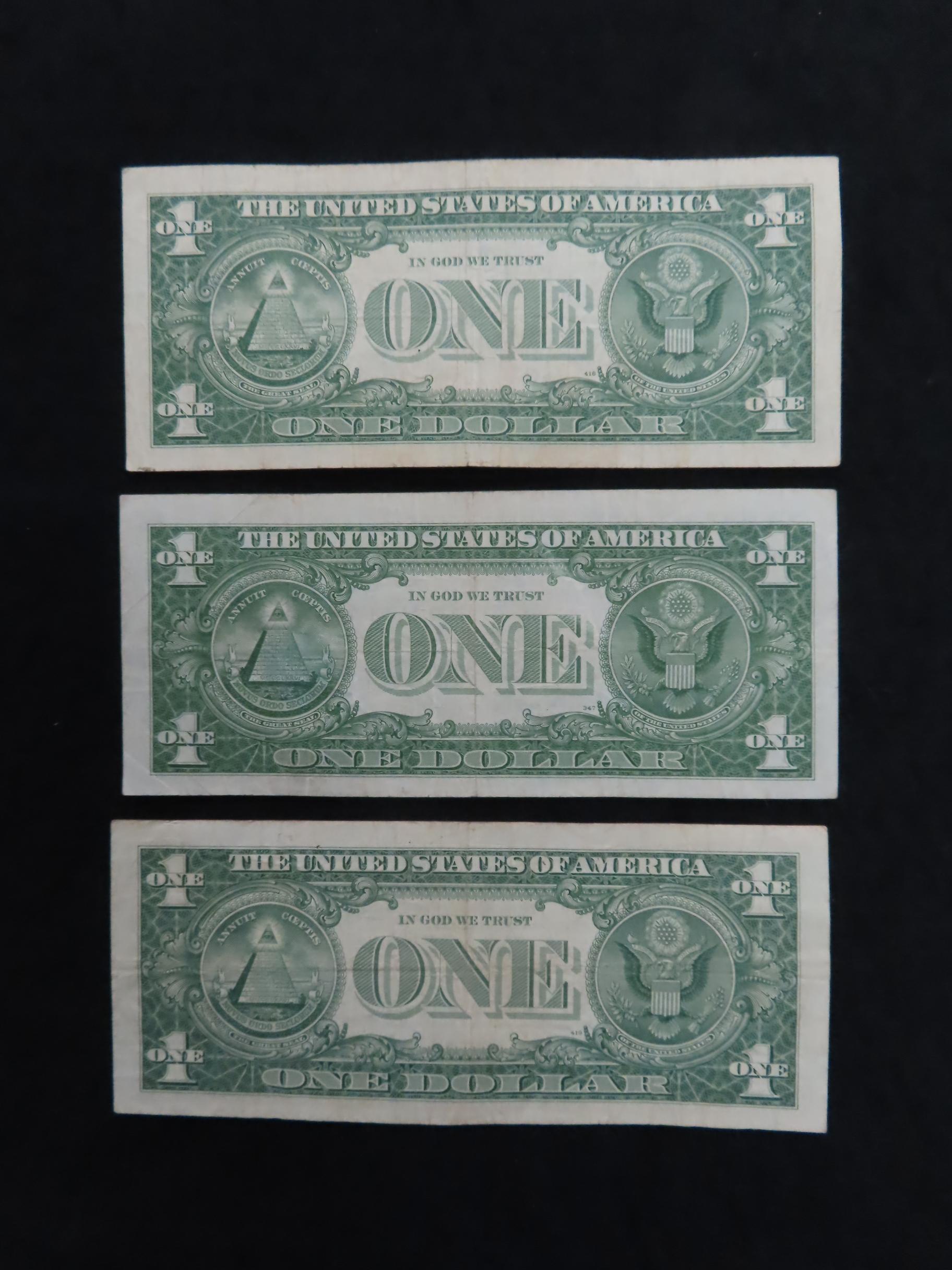 Three (3) Star Note Silver Certificates. All One Money