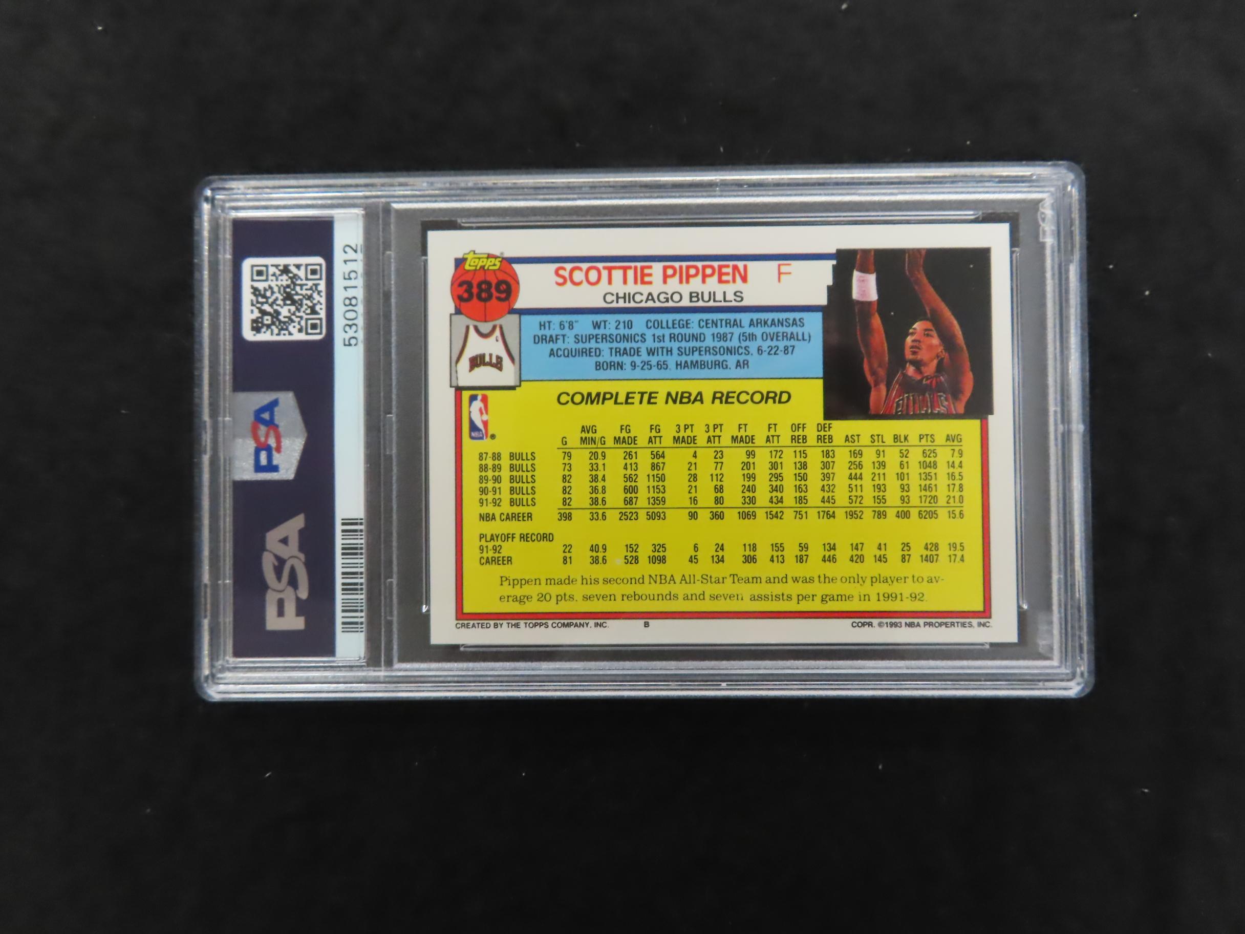 Scottie Pippen 1992 Topps #389. PSA Graded 8