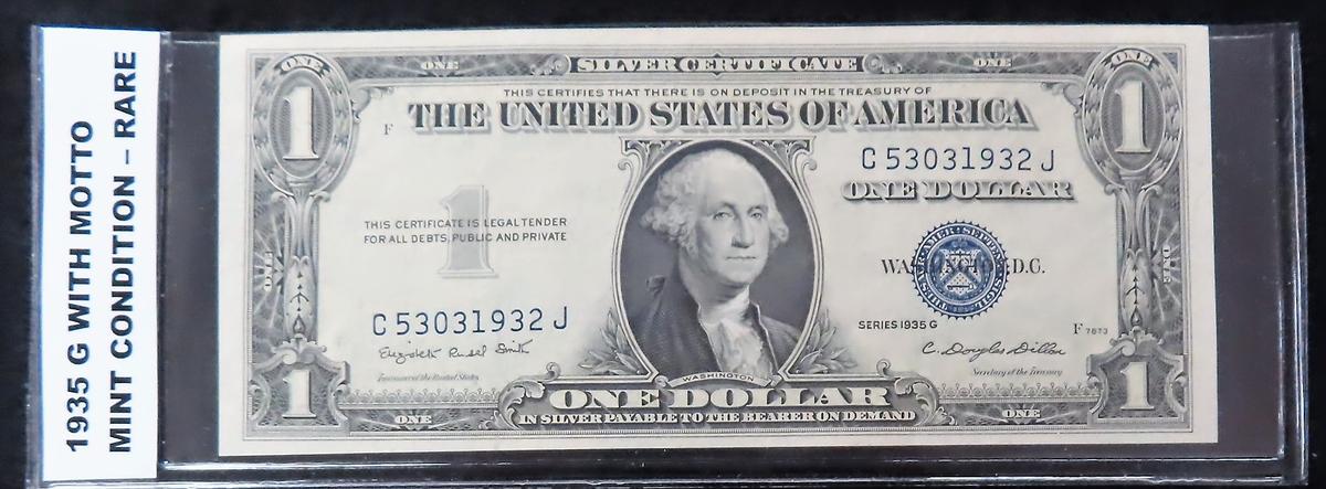1935 G with Motto Silver Certificate, SCARCE! Very Nice!