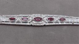 18K w/g Diamond & Marquise Ruby Bracelet