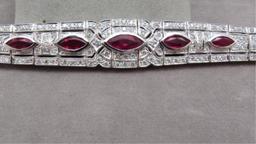 18K w/g Diamond & Marquise Ruby Bracelet