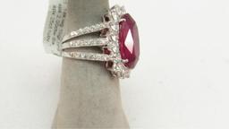 18K w/g 17X11mm Ruby center ring with