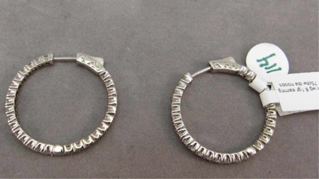 18K w/g Inside/out Diamond Hoop Earrings, 1.75ct