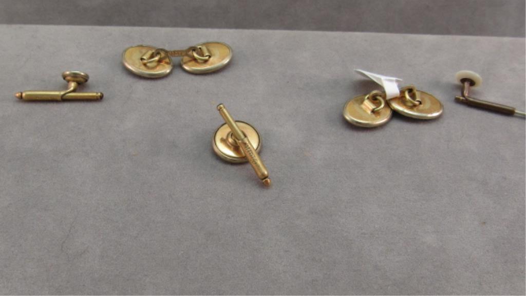 14k y/g Vintage set of Cuff Links/ Button covers