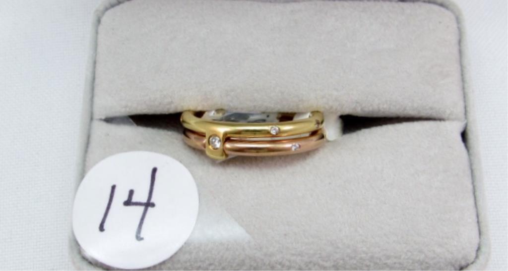 18K pink & yellow gold band with 14 flush set